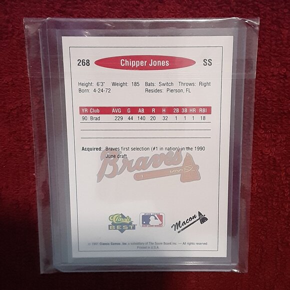 Chipper Jones - 1991 Classic Best Minor League – Card No. 268 – (Baseball Card) - Picture 2 of 2